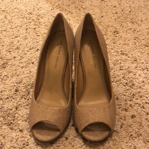 Sole Society Beige Peeptoe Wedge